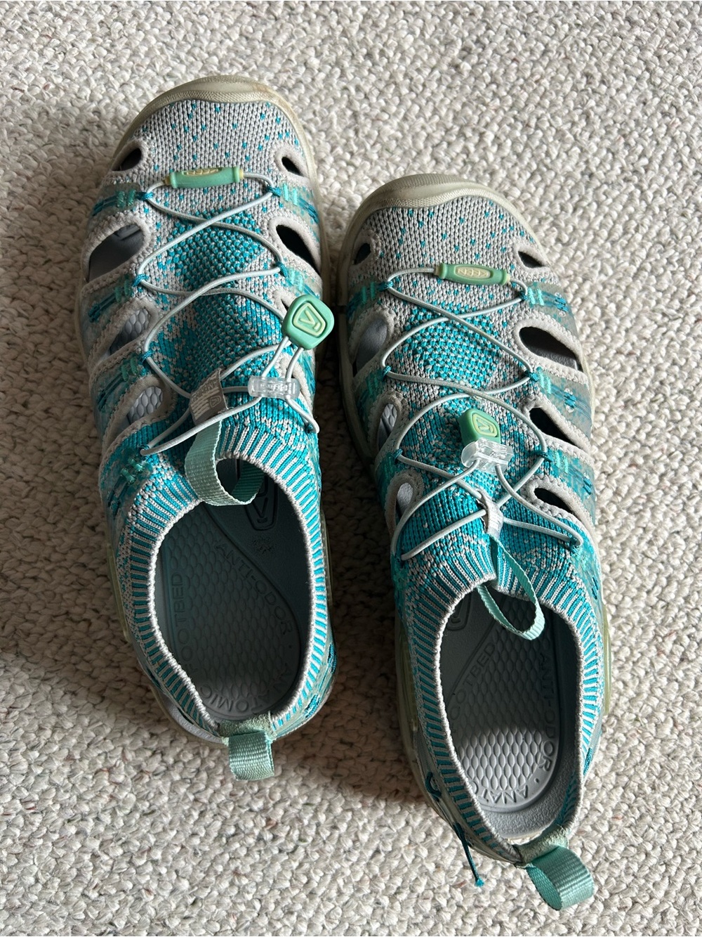 Keen Women's Aqua Knit Sandals in Teal and Light Gray